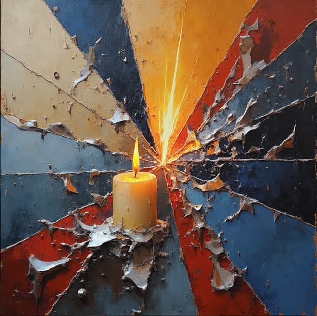 Candle Light Burst Abstract Fractured Wall