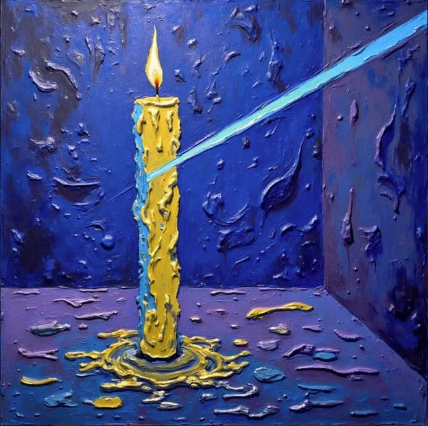 Candle Blue Light Beam Purple Dripping Wax