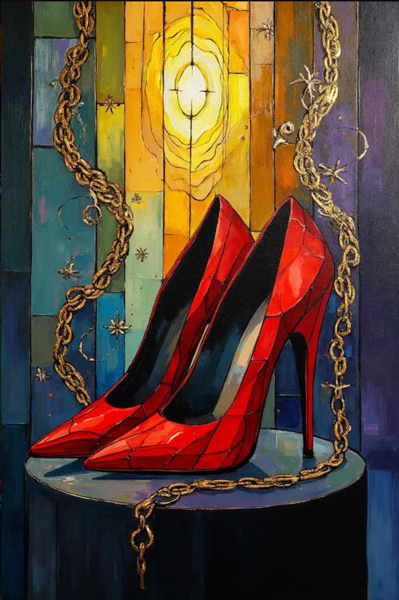 Red Heels Gold Chain Stained Glass