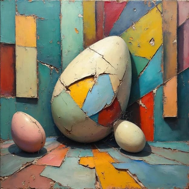 Cracked Mosaic Egg Two Eggs Colorblock