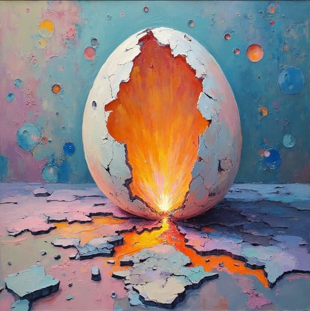 Cracked White Egg Fiery Glow Bubbles
