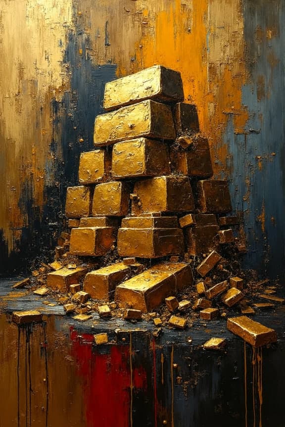 Crumbling Gold Bars Pile Warm Textured