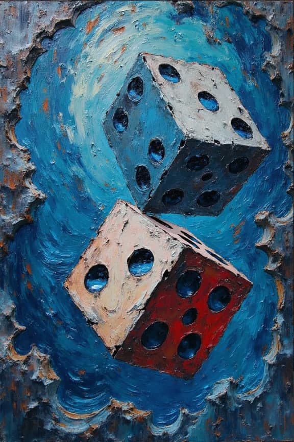 Dice Pair Tumbling Blue Swirl