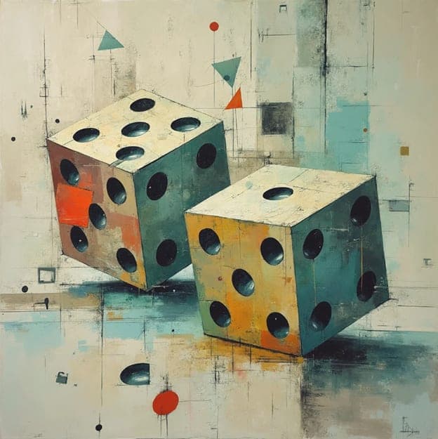 Dice Pair Abstract Geometric Teal Orange