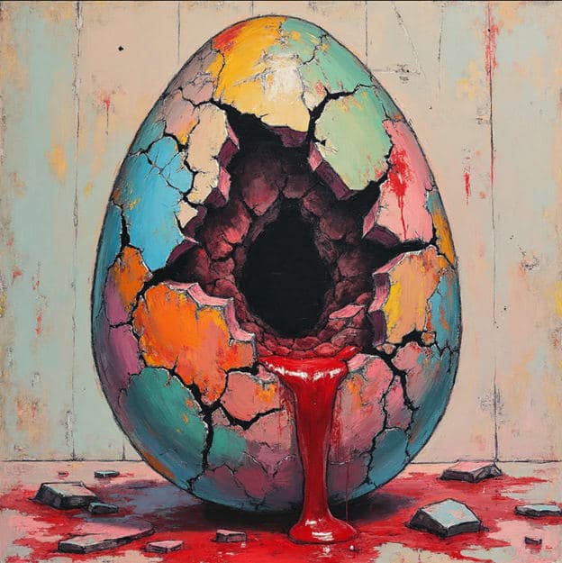 Cracked Colorful Mosaic Egg Bleeding Tan