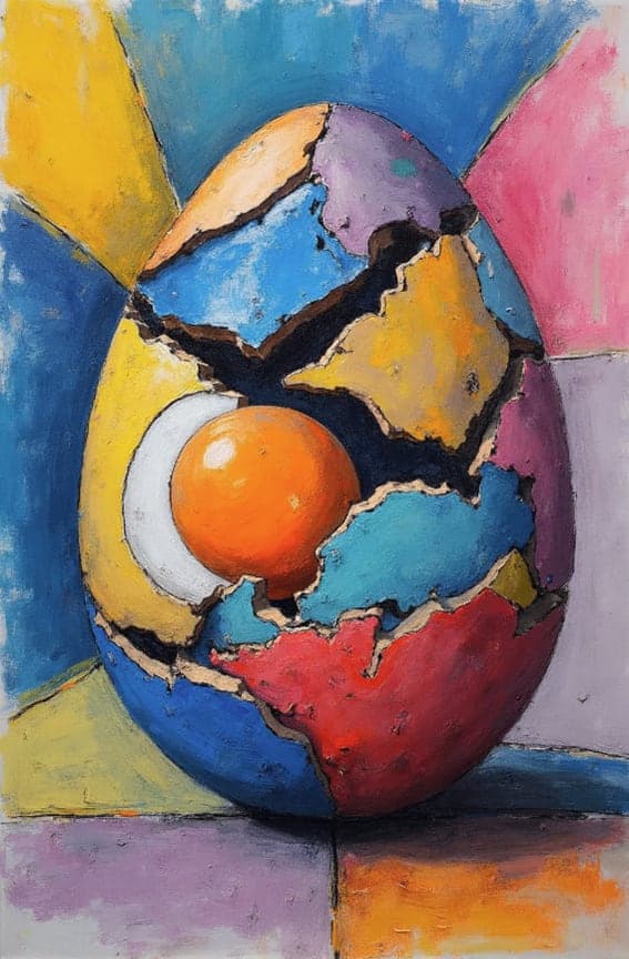 Cracked Mosaic Egg Orange Yolk Geometric