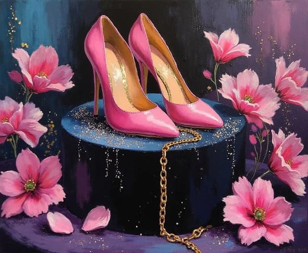 Pink Heels Teal Pedestal Chain Cosmos