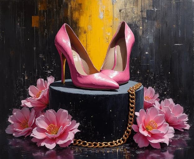 Pink Heels Pedestal Chain Spotlight Dark