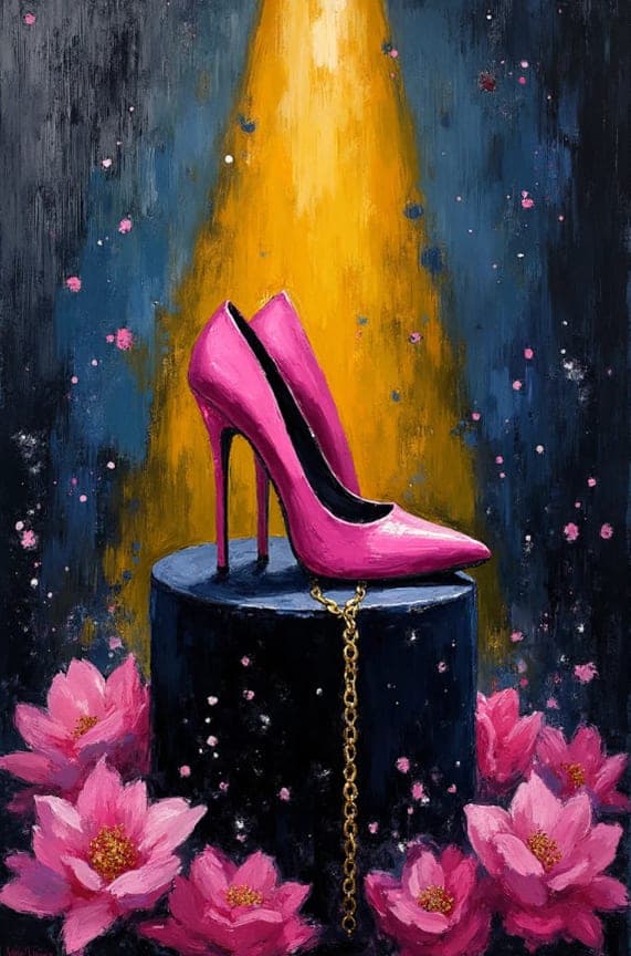 Pink Heel Single Pedestal Chain Spotlight