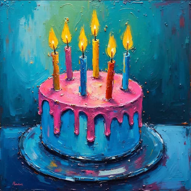 Birthday Cake Pink Drip Frosting Blue