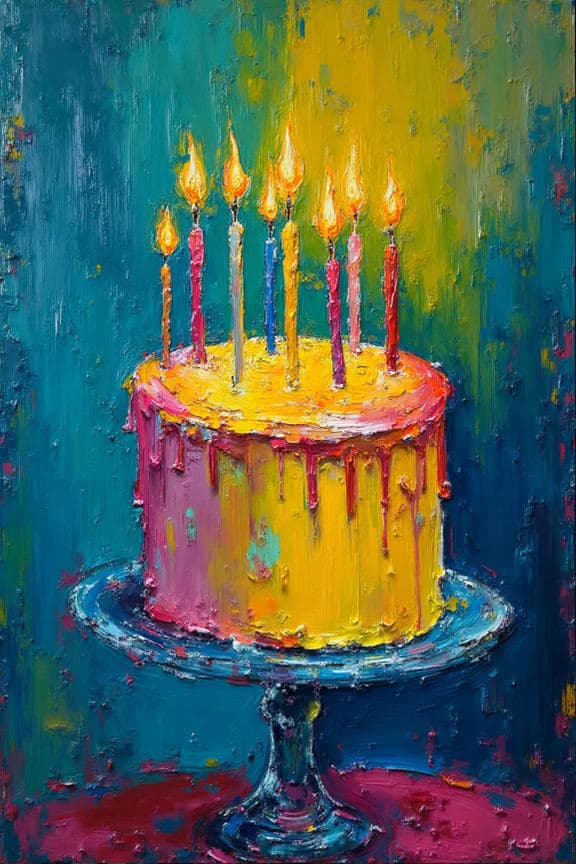 Birthday Cake Yellow Pink Frosting Stand