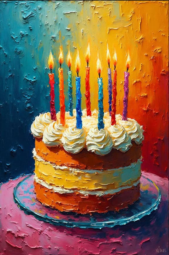 Birthday Cake Nine Candles Teal Orange