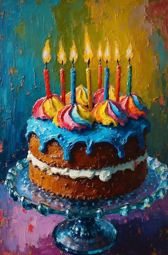 Birthday Cake Chocolate Blue Frosting Rainbow