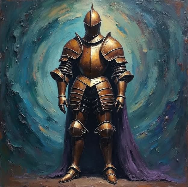 Bronze Knight Armor Teal Spiral Vortex