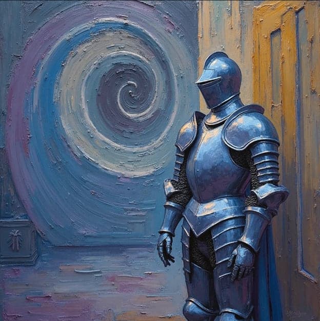 Blue Knight Armor Swirling Vortex Doorway