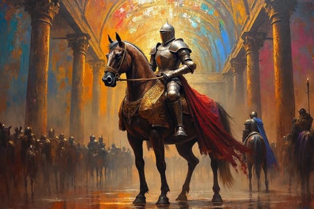 Knight Horseback Grand Hall Stained Glass