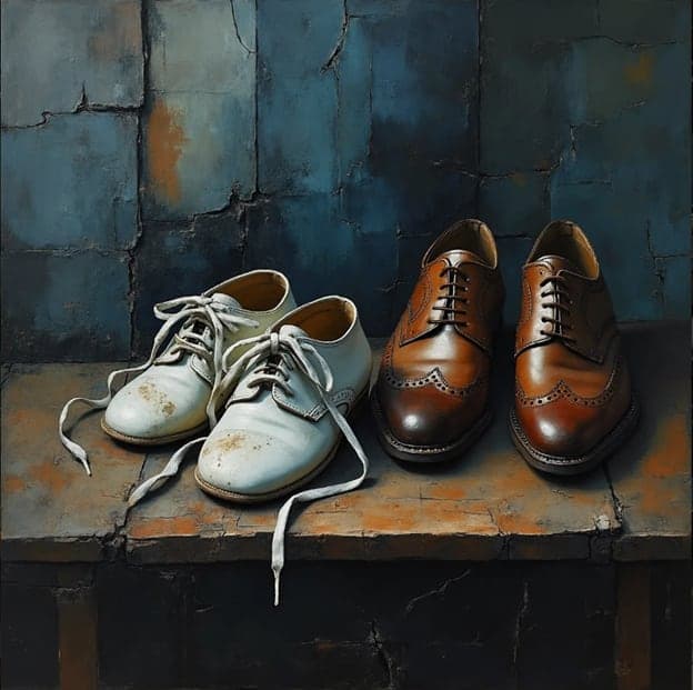 Oxford Shoes White Brown Vintage Wood