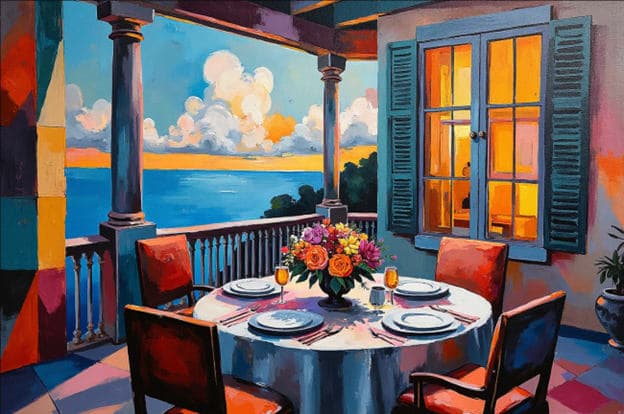 Balcony Table Flower Centerpiece Shutters