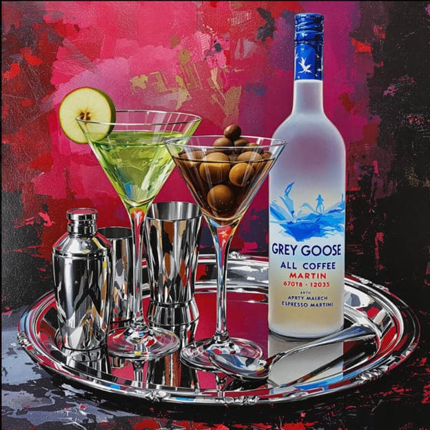 Grey Goose Martini Duo Shaker Red Background