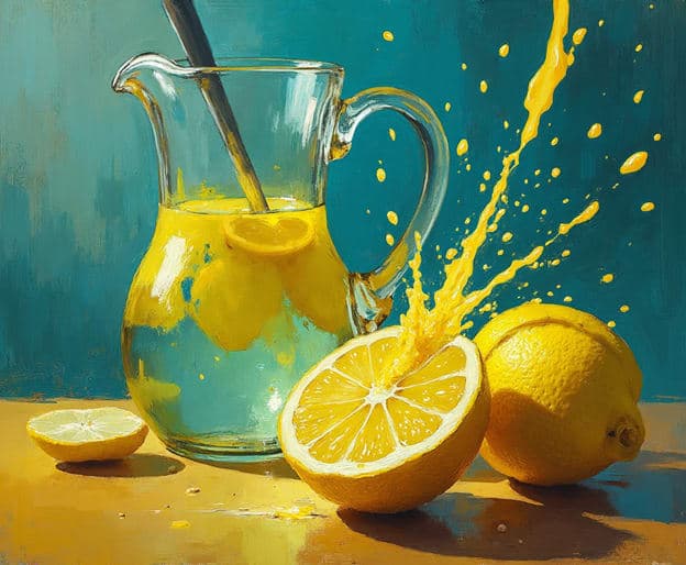 Lemon Splash Pitcher Straw Teal Yellow