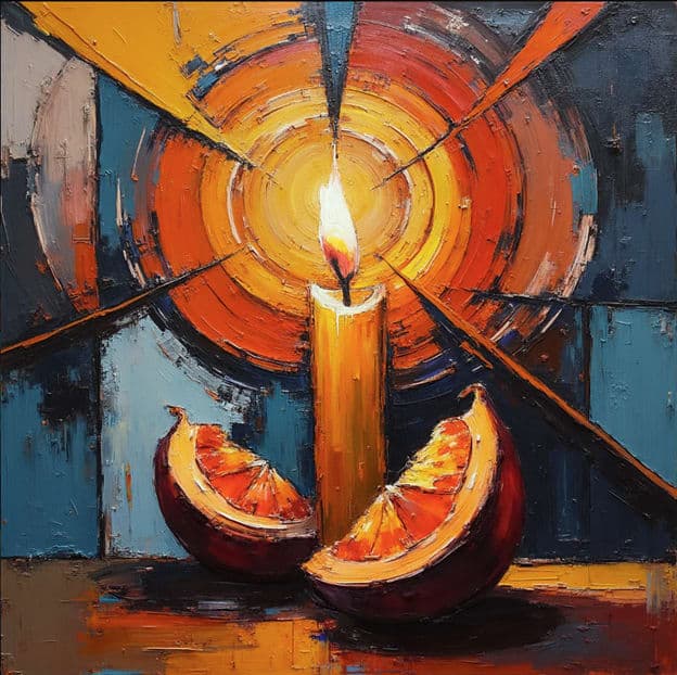 Cubist Candle Blood Orange Abstract