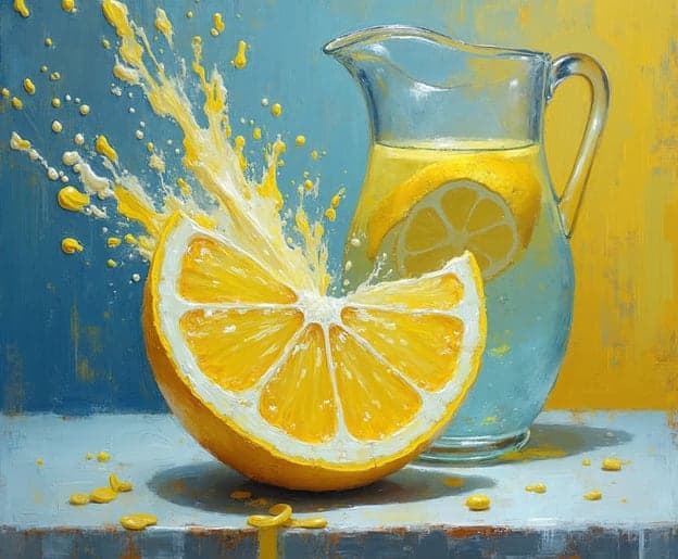 Orange Splash Glass Pitcher Blue Yellow