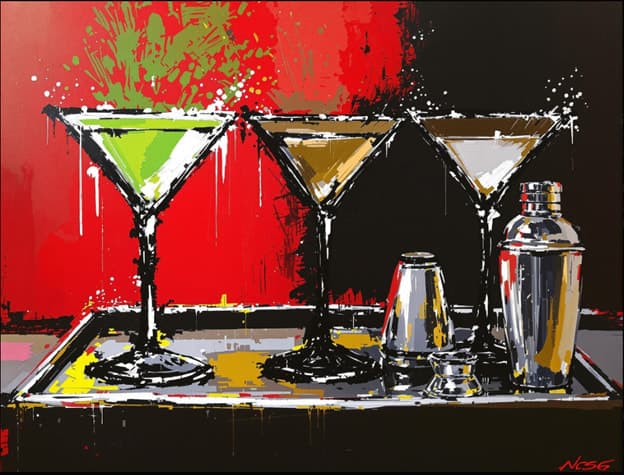 Pop Art Martinis Tray Shaker Red Black