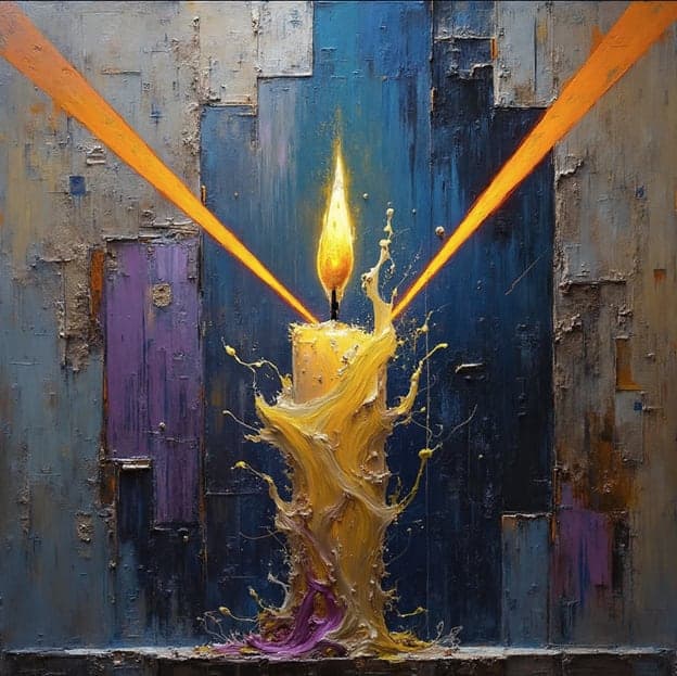 Candle Light Beams Purple Blue Geometric