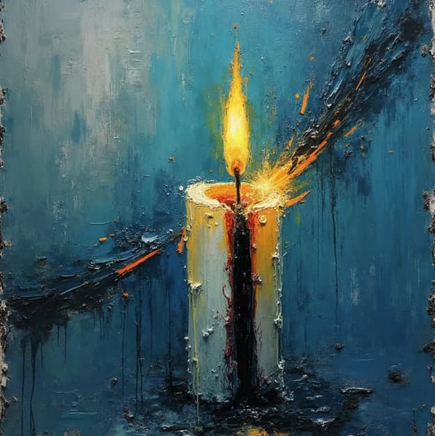 Candle Flame Blue Splatter Background